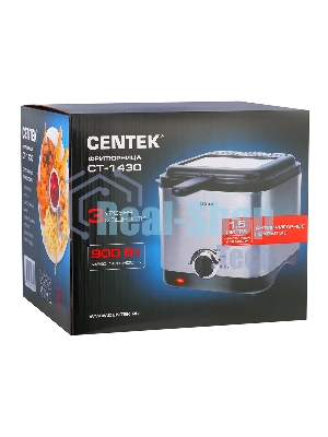 Фритюрница Centek CT-1430 серебристый, 900 Вт, 1.5 л, 0.5 кг, антипригарное покрытие