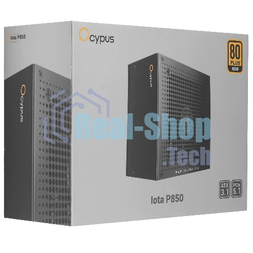 Блок питания 850W Ocypus Iota P850 (ATX, 80 PLUS Gold, APFC, 20+4 pin, 120мм fan, PCI-E 6+2Px3, 8xSATA) (Iota-P850-G1FFBK024X-EU)