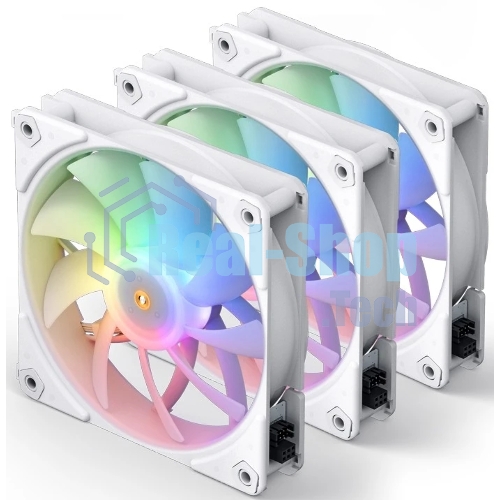 Вентилятор для корпуса JONSBO ZF-120W (120x120x25мм, 4-pin PWM, ARGb, 61.0CFM, 28.9dBA, 1500RPM, белый, 3pcs)
