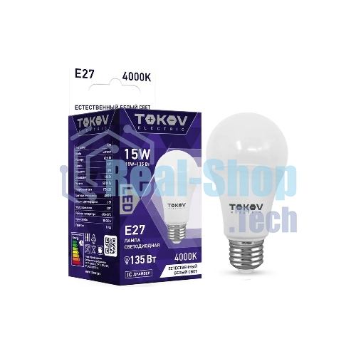 Лампа светодиодная TOKOV ELECTRIC 15Вт А60 4000К Е27 176-264В