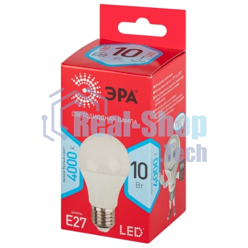 Лампа светодиодная ЭРА RED LINE LED A60-10W-840-E27 R 10 Вт груша нейтральный белый свет
