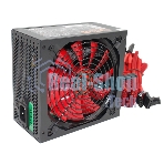 Блок питания Ginzzu PC600 Red, 600Вт, 80 PLUS, 140мм, черный/красный