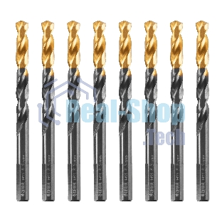Сверло по металлу Denzel 8,5 мм, HSS-Tin, Golden Tip, 8 шт.