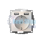 Розетка SE AtlasDesign Жемчуг SO + USB A+A, 5В/2,4А, 2х5В/1,2А, механизм