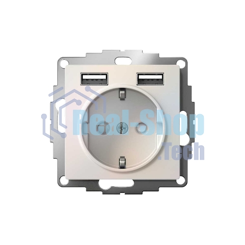 Розетка SE AtlasDesign Жемчуг SO + USB A+A, 5В/2,4А, 2х5В/1,2А, механизм