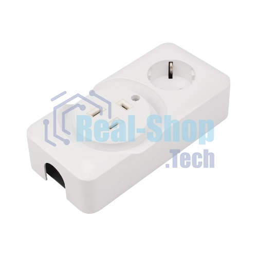 Розетка РШ/Евро Rexant двойная для электрической плиты 32 А/16 A, 250 В, 2Р+РЕ (ОУ) белая