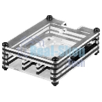 Корпус Qumo, 9-слойный акриловый + вентилятор, Raspberry Pi 4, черный transparent(RS041)