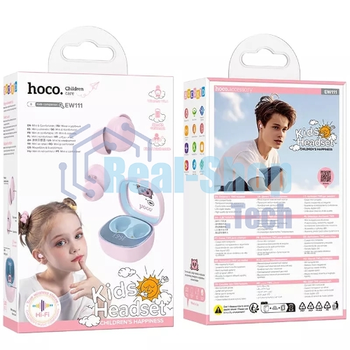 Наушники TWS Hoco EW111 Friendly розовый, внутриканальные, Bluetooth, до 4 ч