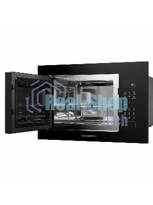 Микроволновая печь встраиваемая Kuppersberg HMF 627 B, High-Tech, 25 л, мощность 900 Вт (мощность гриля 1200 Вт), кварцевый гриль, 5 уровней мощности, 8 автоматических программ, размораживание, сенсорное управление, дисплей, черный
