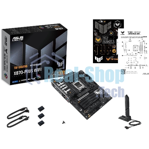 Материнская плата ASUS TUF GAMING X870-PLUS WIFI, AM5, AMD X870, 4xDDR5, 2xSATA, 4xM.2, 1xPCIe 5.0 x16, 1xPCIe 4.0 x4, 1xHDMI, 1xUSB-C 3.2 Gen 2, 1xUSB-C 3.2 Gen 2x2, 2xUSB-C 4.0, 1x 2.5Gb LAN, 1xUSB-A 2.0, 3xUSB-A 3.2 Gen 2, 4xUSB-A 3.2 Gen 1, 5x3.5 мм, Wi-Fi 7, ATX