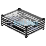 Корпус Qumo, 9-слойный акриловый + вентилятор, Raspberry Pi 4, черный transparent(RS041)