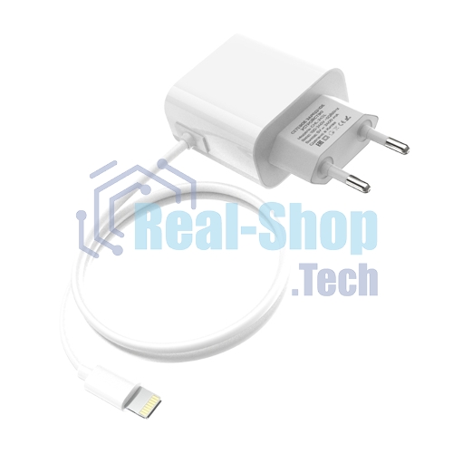 Сетевое зарядное устройство Maxvi CHL-242L 2хUSB 2.4A + литой кабель Lightning 1.2м, белый