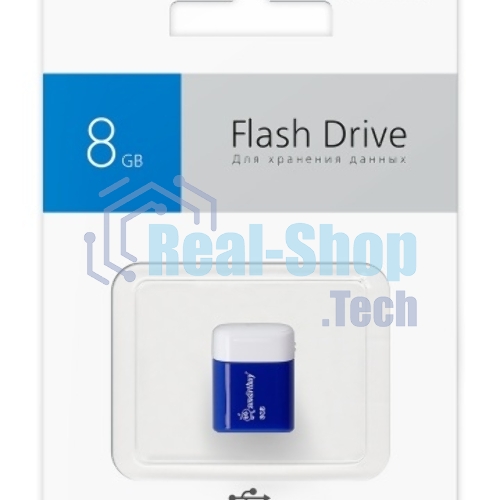 Флешка USB Smartbuy Lara Blue (SB8GBLara-B), 8Gb, USB 2.0, R/W 15/5, белый/синий