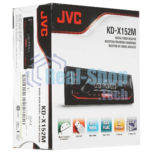 Автомагнитола JVC KD-X152M, 1 DIN, USB Type-A, AUX, съёмная панель