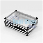 Корпус Qumo, 9-слойный акриловый + вентилятор, Raspberry Pi 4, черный transparent(RS041)