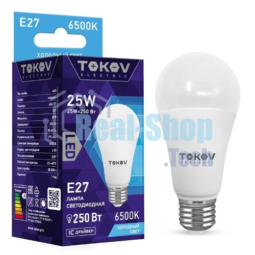 Лампа светодиодная TOKOV ELECTRIC 25Вт А60 6500К Е27 176-264В