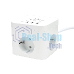 Сетевой фильтр Cablexpert Cube CUBE-3-CU3-W-1.5, 3 р, 10А, 1xType-C PD, 3xUSB, 1.5 м, ур.защиты 4+, белый, коробка