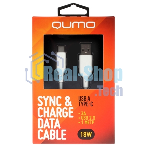 Кабель QUMO 32958 USB-A на Type-C, силиконовый, 1м, 3A, 18W (белый)