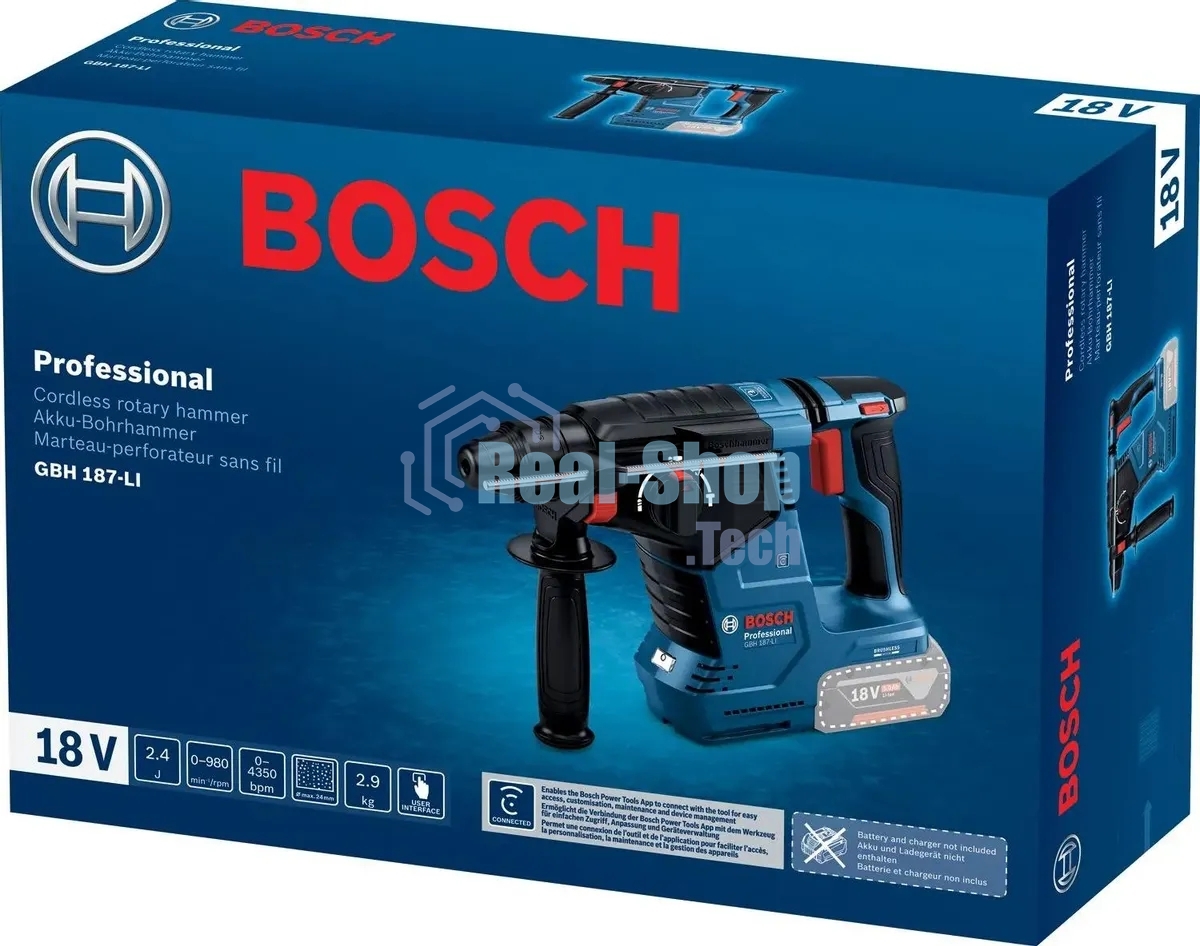 Перфоратор Bosch GbH 187-LI патрон:SDS-plus уд.:2.4Дж аккум.