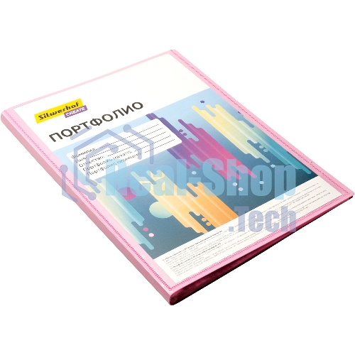 Папка-портфолио с 40 прозрачными вкладками Silwerhof Create SCR-P40PIN A4, пластик, 0.7мм, карман на лицевой стороне, розовый