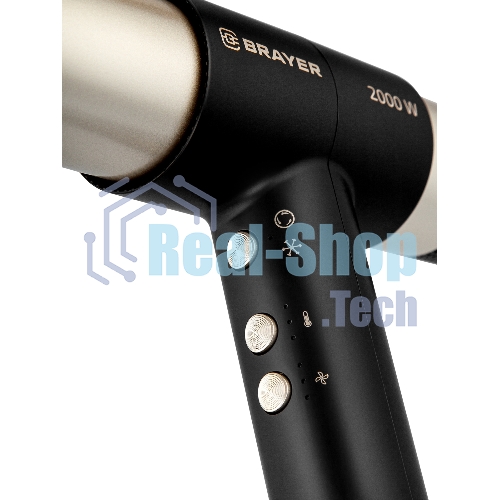 Фен-мультистайлер BRAYER BR3308 черный/золотистый, 2000 Вт, 25/32 мм