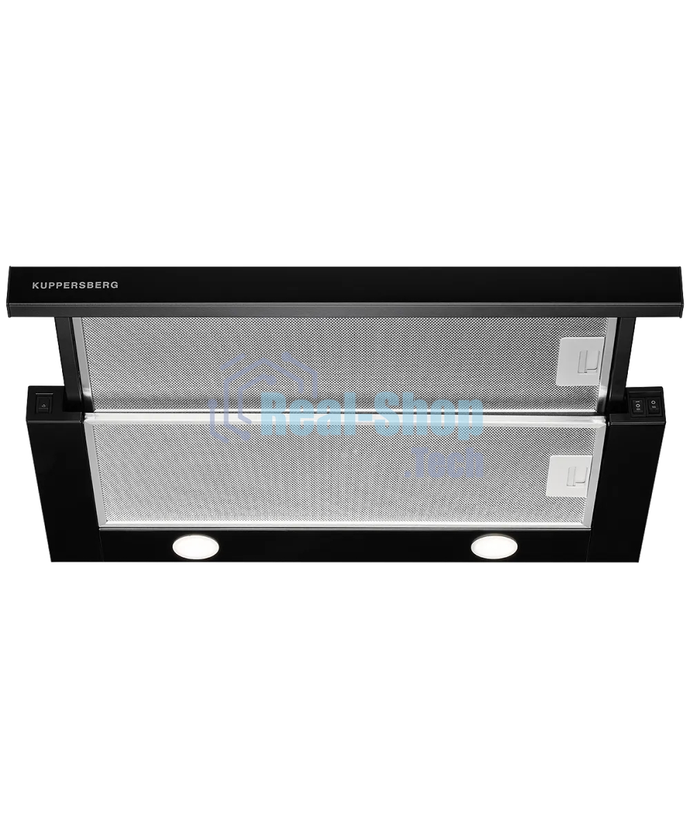 Встраиваемая вытяжка Kuppersberg SLIMTURBO 60 B, 60 см, отвод/рециркуляция, 1500 м3/час, механическое управление, 3 скорости, освещение 2х2 Вт, металлические жироулавливающие фильтры, угольный фильтр KF-ES (опция), 63.4 дБ, обратный клапан, шхвхг:55.2x25.5x28см, черный