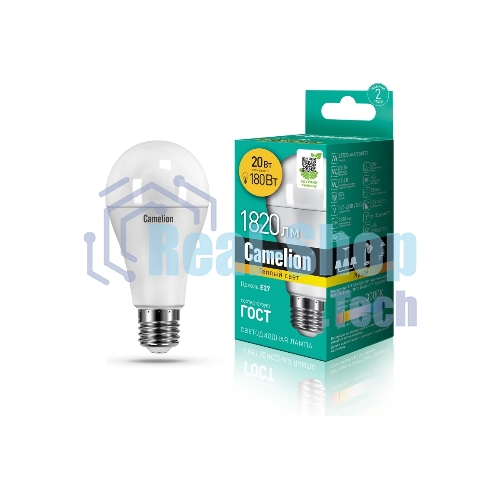 Лампа cветодиодная Camelion LED20-A65/830/E27 20Вт 220В 13164