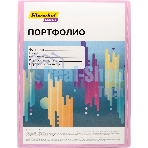 Папка-портфолио с 40 прозрачными вкладками Silwerhof Create SCR-P40PIN A4, пластик, 0.7мм, карман на лицевой стороне, розовый