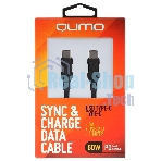 Кабель QUMO 32964 Type-C на Type-C, силиконовый, 1м, 3A, 60W, PD черный