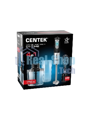 Блендер погружной Centek CT-1342 черный/серебристый, 1400 Вт, плавная регулировка, турбо