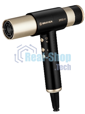 Фен-мультистайлер BRAYER BR3308 черный/золотистый, 2000 Вт, 25/32 мм