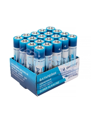 Батарейки щелочные/алкалиновые Gembird Gb-LR03-20B, тип AAA, 20шт, коробка