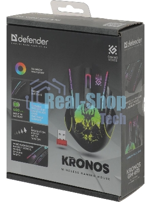 Мышь беспроводная Defender Kronos GM-695 черный, 1600 dpi, радиоканал, USB, кнопки - 7