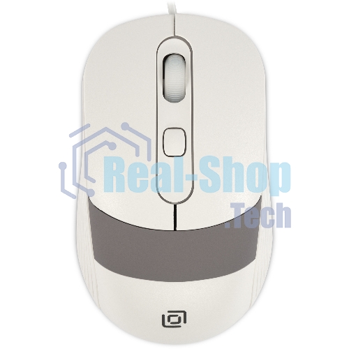 Мышь проводная Oklick 310M белый/серый, 2400 dpi, USB, кнопки - 4