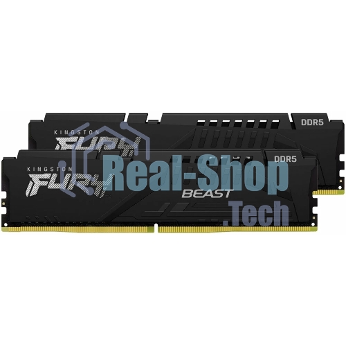 Оперативная память Kingston Fury Beast, DDR5, 16Gb (2x8Gb), 6000MHz, CL30, DIMM, с радиаторами, черный