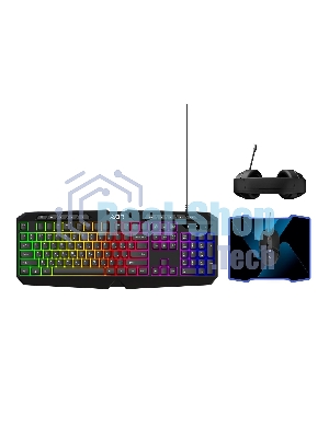 Игровой комплект из проводной клавиатуры, мыши, коврика для мыши и наушников ABR KM707+M01D10