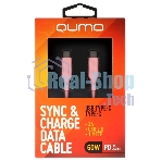 Кабель QUMO 32966 Type-C на Type-C, силиконовый, 1м, 3A, 60W, PD (розовый)