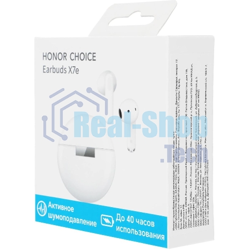 Наушники TWS Honor Choice X7E белый, внутриканальные, Bluetooth, активное шумоподавление, до 8 ч