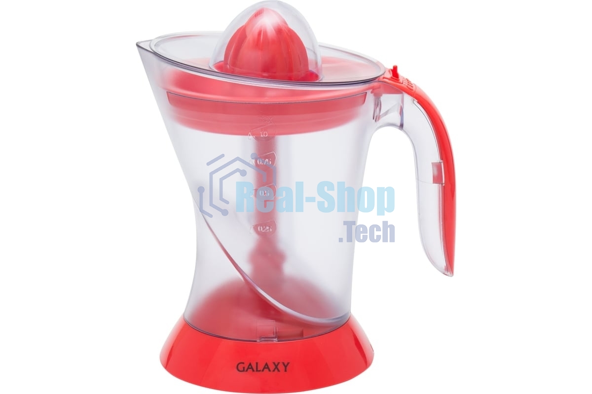 Соковыжималка Galaxy GL 0852 красный/прозрачный, цитрусовая, 50 Вт, 1000 мл, механическое
