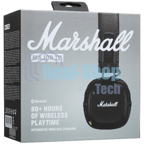 Беспроводные/проводные наушники Marshall Major IV черный, накладные, Bluetooth + проводной, беспроводная зарядка, до 80 ч