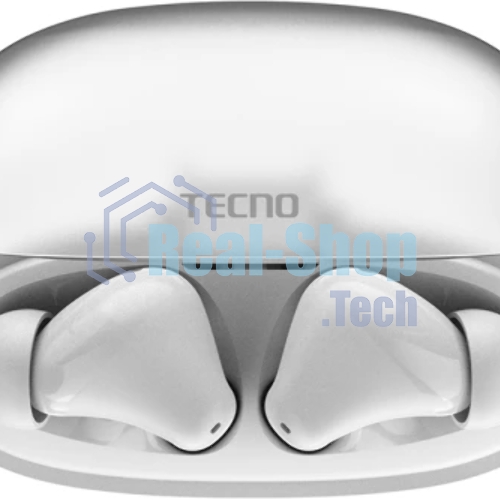 Наушники TWS Tecno Buds 4 белый, внутриканальные, Bluetooth, до 6 ч