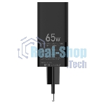 Сетевое зарядное устройство Maxvi A482GN 65W, 1xUSB-A, 1xUSB-C, черный