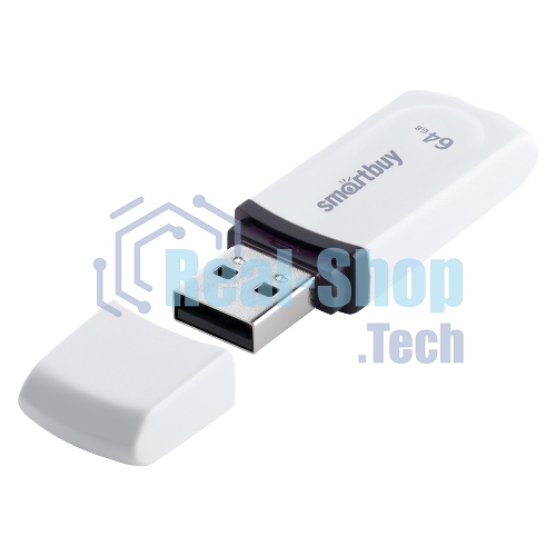 Флешка USB Smartbuy Paean white (SB64GBPN-W), 64Gb, USB 2.0, R/W 25/15, белый