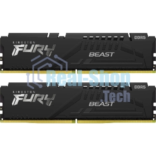 Оперативная память Kingston Fury Beast, DDR5, 16Gb (2x8Gb), 6000MHz, CL30, DIMM, с радиаторами, черный