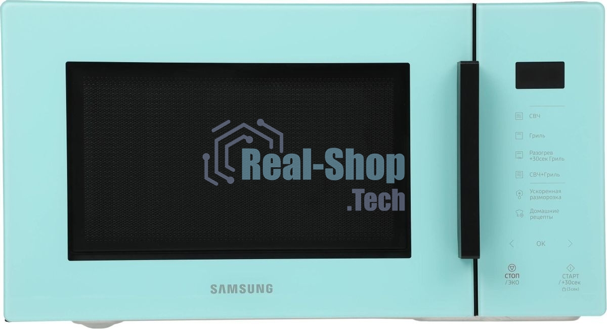 Микроволновая печь Samsung MG23T5018AN/BW голубой, 23 л, 800 Вт, переключатели - сенсор