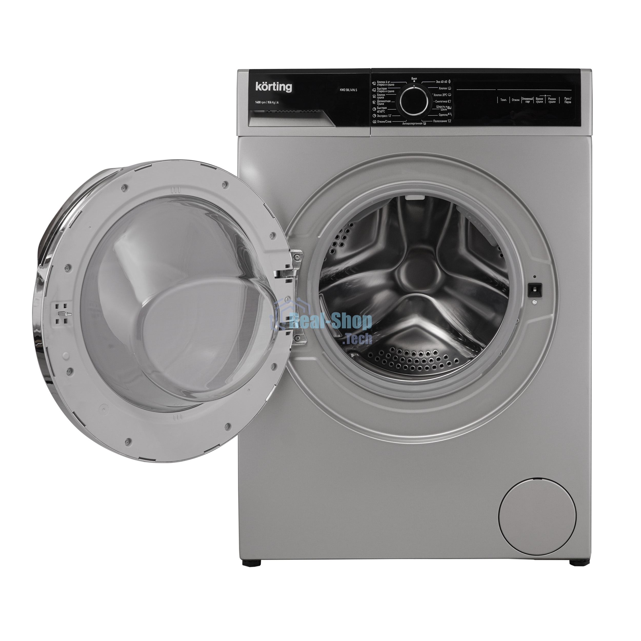 Стиральная машина Korting KWD 58L1496S серебристый, загрузка фронтальная 9 кг, 1400 об/мин., класс: А