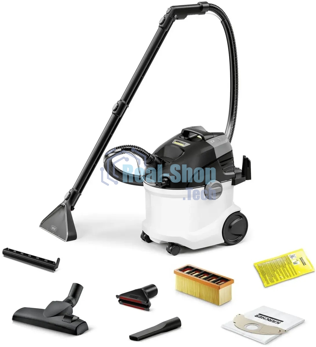 Пылесос моющий Karcher SE 5 *EU белый/черный, 600/1000 Вт, уборка сухая/влажная, пылесборник контейнер/мешок, 4 л