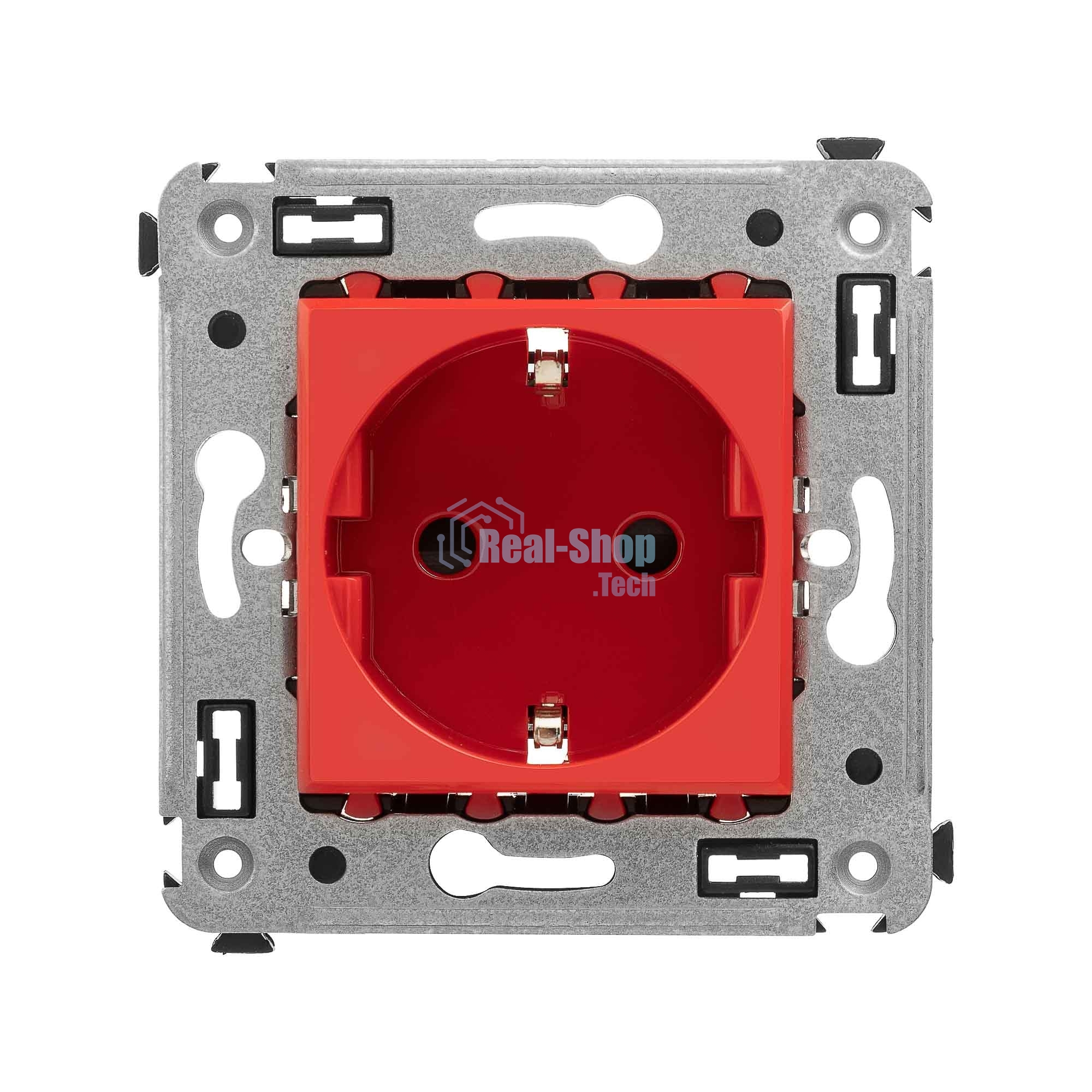 Розетка DKC Avanti 4401003 2P+E со шторками, красный квадрат