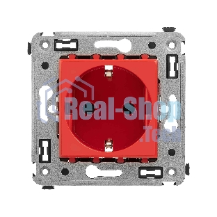 Розетка DKC Avanti 4401003 2P+E со шторками, красный квадрат