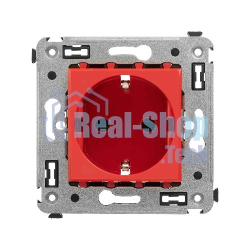 Розетка DKC Avanti 4401003 2P+E со шторками, красный квадрат